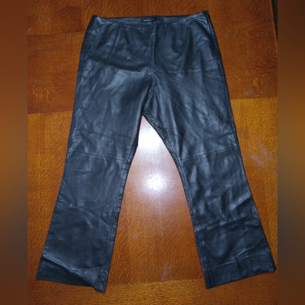 MODA BLACK LEATHER PANTS SZ 16 - Picture 2 of 6